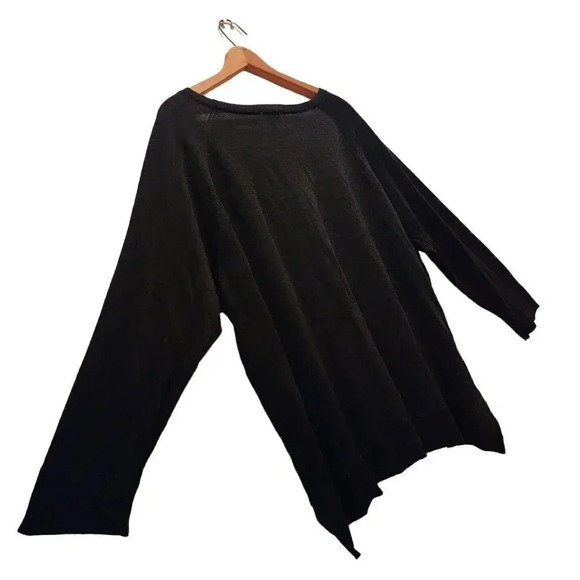 NWT Avenue Top Womens Size 22/24 Black Shimmer Round Neck Studded Slit Pullo… - Picture 9 of 9